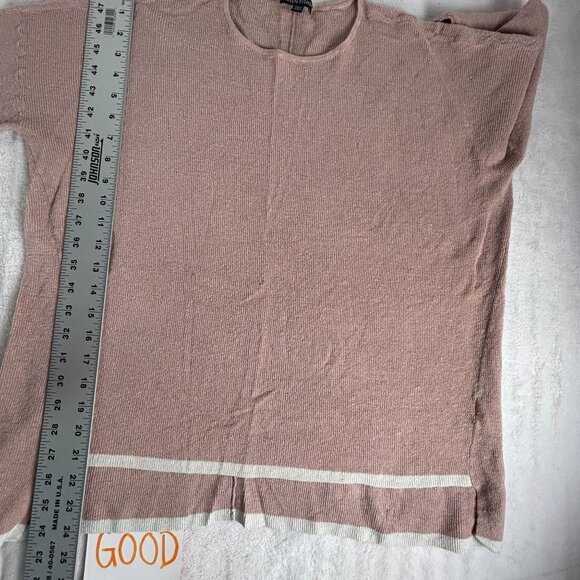 Eileen Fisher Womens Organic Linen Sweater Crepe Crew Neck Box Dusty Pink Medium - Picture 7 of 7